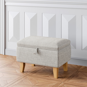 Upholstered Storage Ottoman - Light Grey