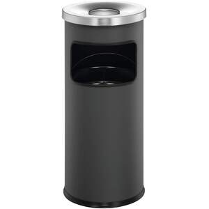 Round Metal Waste Bin with Fire Extinguishing Ashtray - 17L