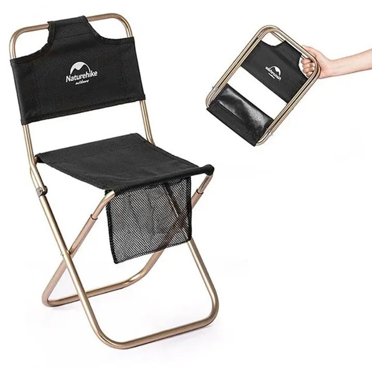 Naturehike Ultralight Folding Camping Chair With Backrest - Black