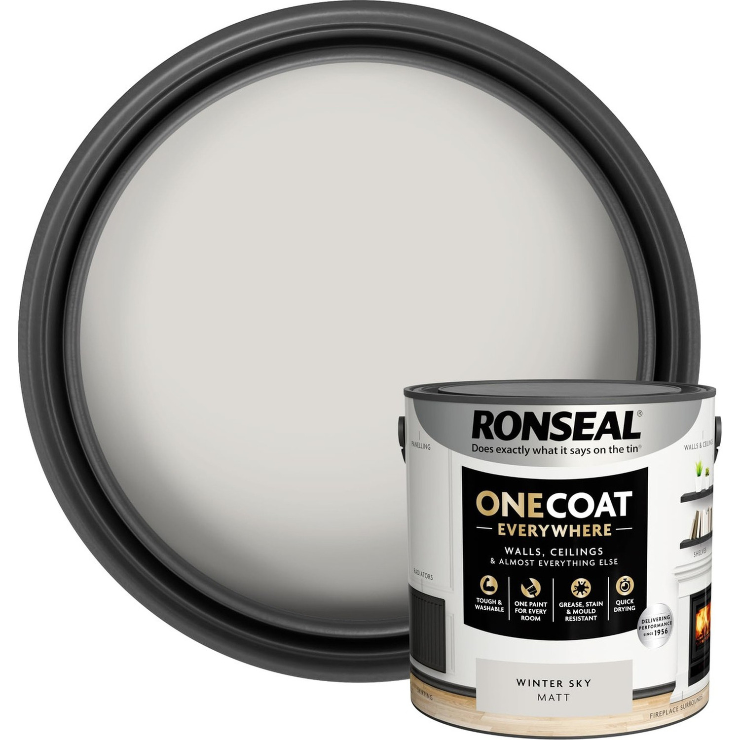 Ronseal One Coat Everywhere Interior Paint - Winter Sky Matt - 2.5L - Image 13
