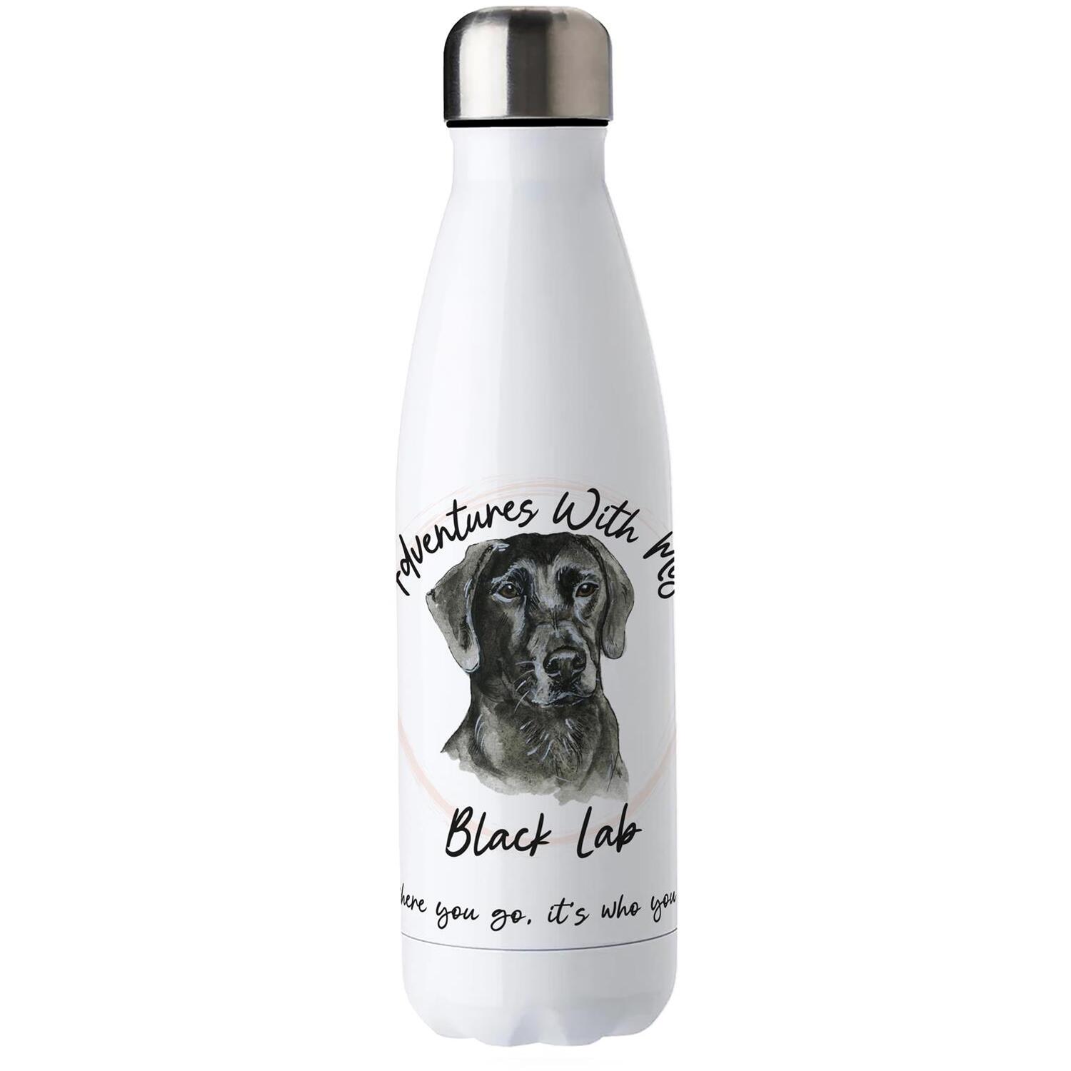B&Q - Adventures With My Black Lab Metal Water BottleDouble Walled 500Ml Hot/cold Drinks Bottle Outdoor Dog Gifts - Image 2