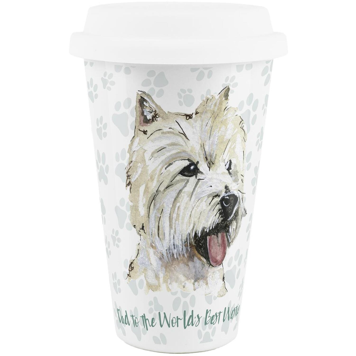 Purely Home Dad To The World's Best Westie Ceramic Travel Mug - White