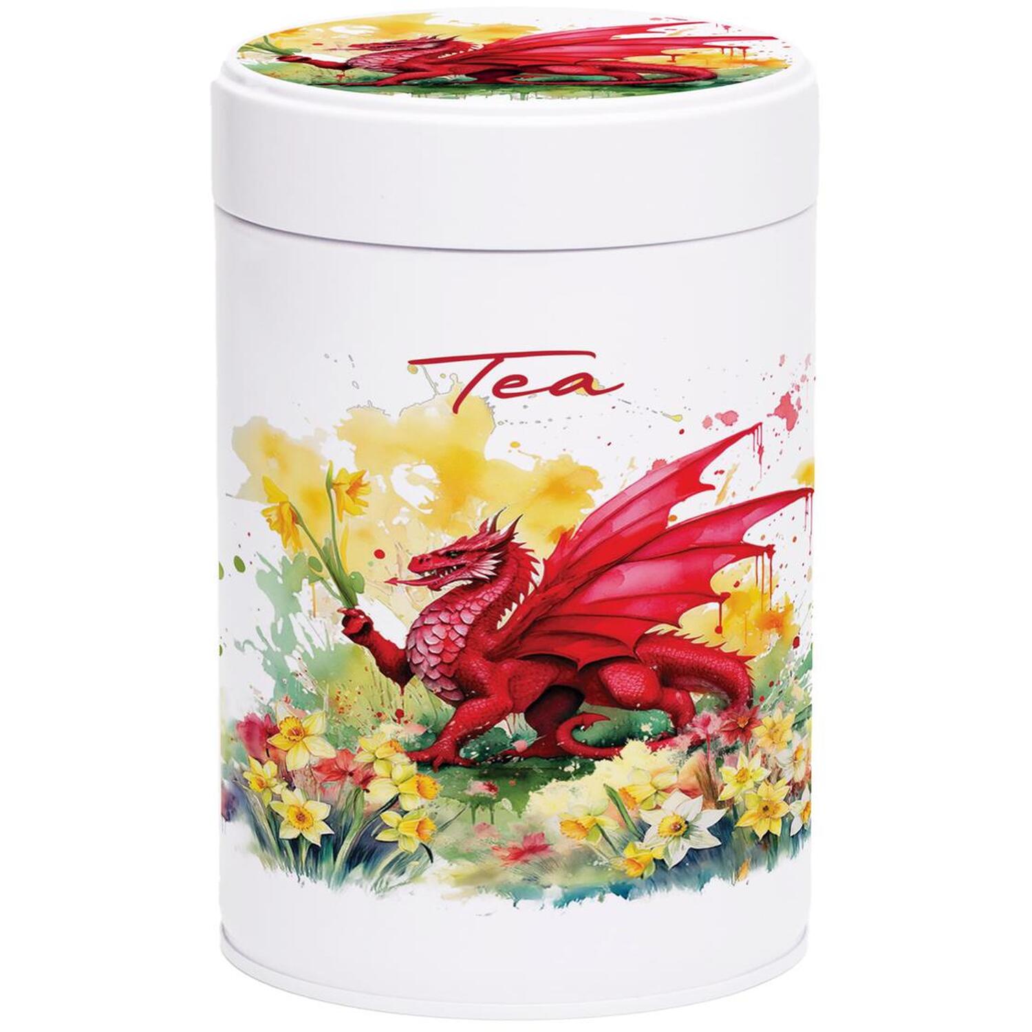 Purely Home Welsh Dragon & Daffodils Twist-Lid Kitchen Canister - Tea