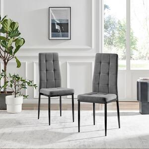 Furniturebox UK 2x Paloma Upholstered Fabric Kitchen Dining Chair with Black Legs