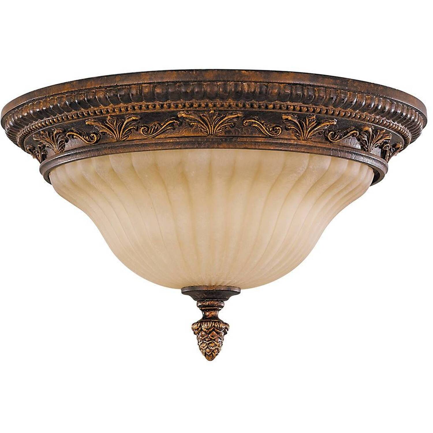 Sonoma Valley 2 Light Flush Mount Ceiling Light Aged Tortoise Shell, E27 - Aged Tortoise Shell