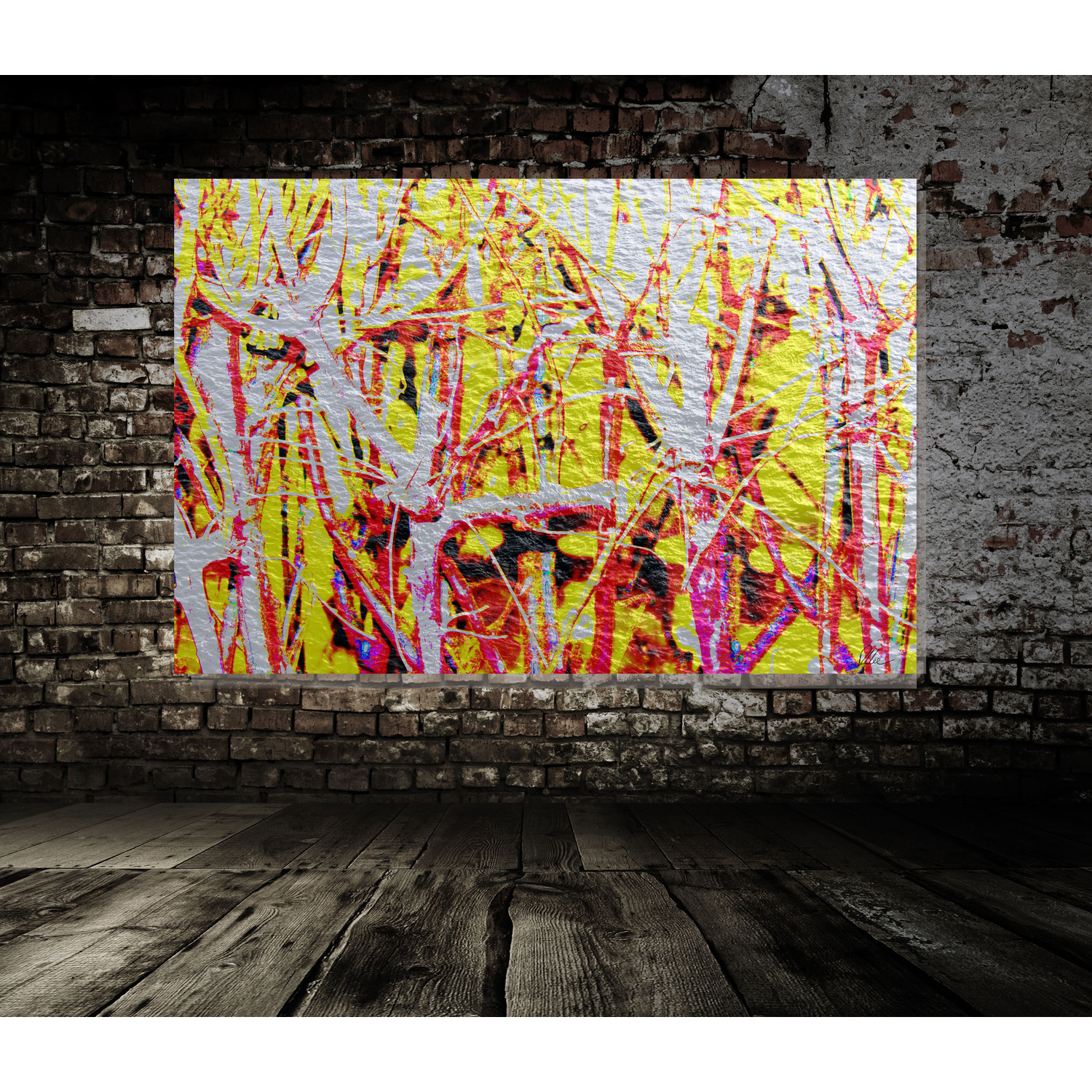 French River Thames and Red Branches Graphic Art on Canvas - Yellow / 152cm