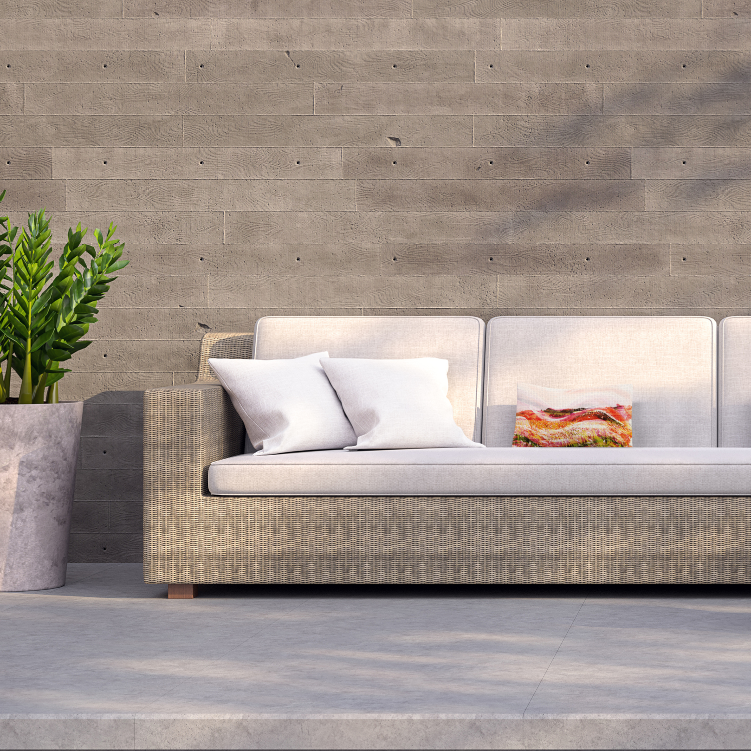 Wheat Field Paint Outdoor Cushion - Red