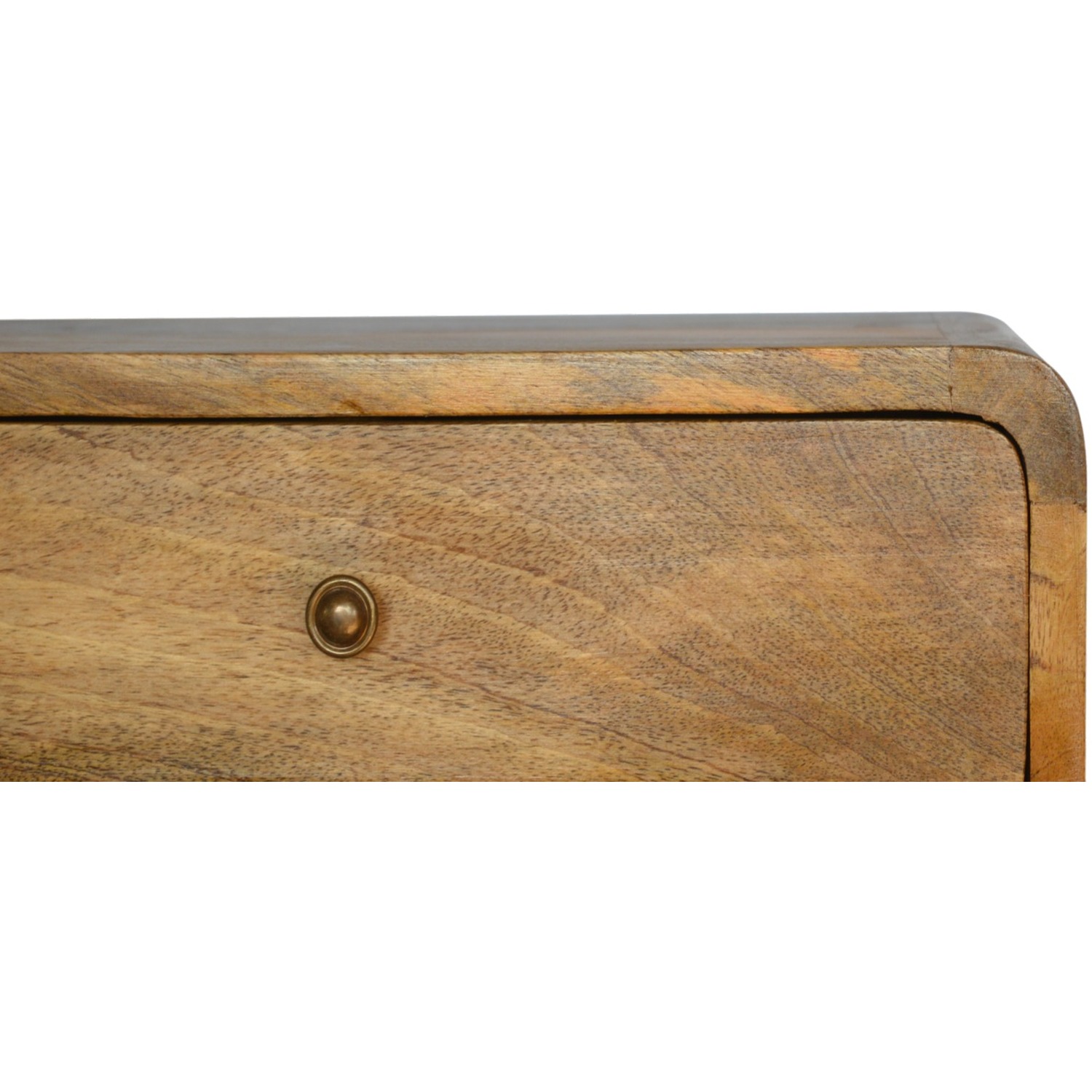 1 Drawer Curved Oak-ish Wall Mounted Bedside Table With Open Slot - Brown