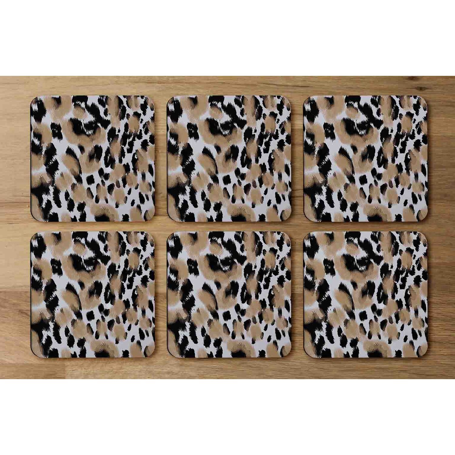 Leopard Spots Print Coaster - Brown