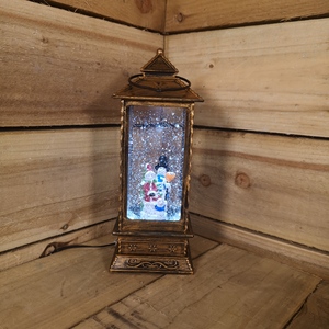 27cm Premier Christmas Water Spinner Antique Effect Lantern  Snowmen