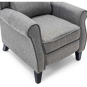 Herringbone Grey Eaton Wing Back Fireside Check Fabric Recliner Armchair shot 2417031