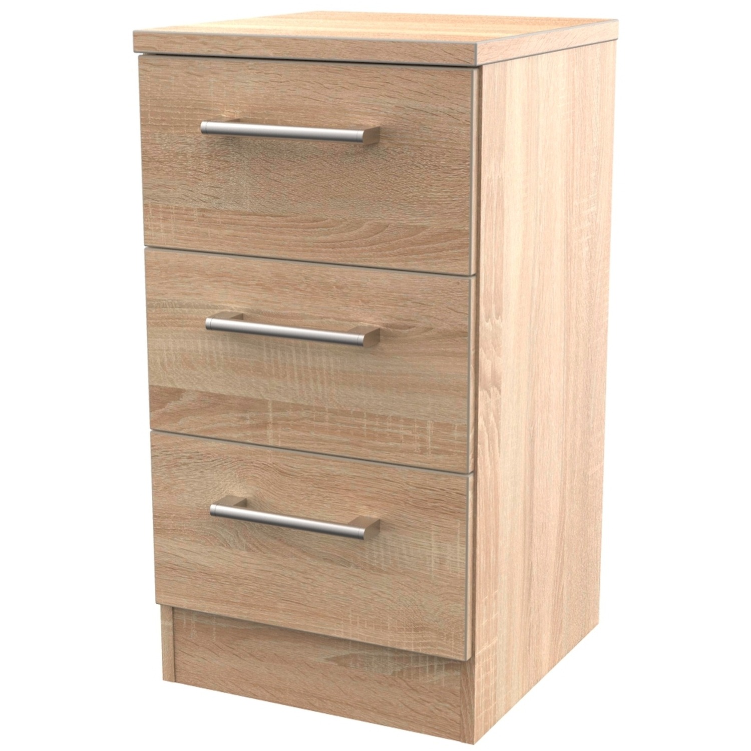 Devon Ready Assembled 3 Drawer Bedside Cabinet - Bardolino Oak