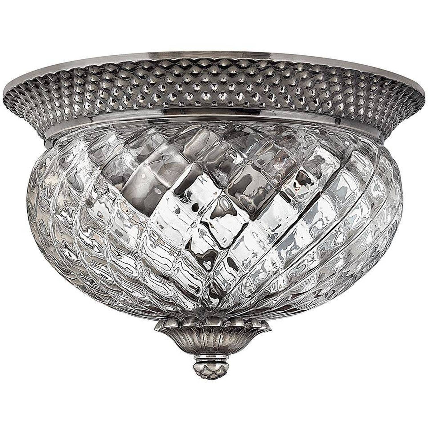 Plantation 2 Light Small Semi Flush Ceiling Light Polished Antique Nickel - Polished Antique Nickel