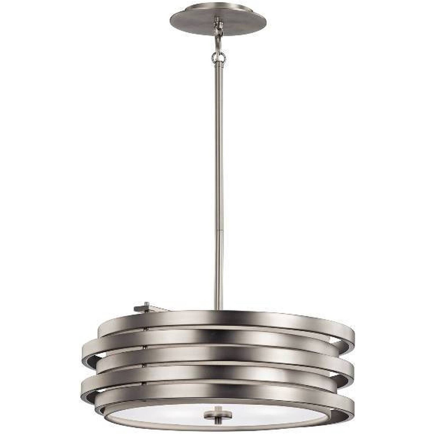 Roswell 3 Light Ceiling Round Pendant Brushed Nickel, E27 - Brushed Nickel