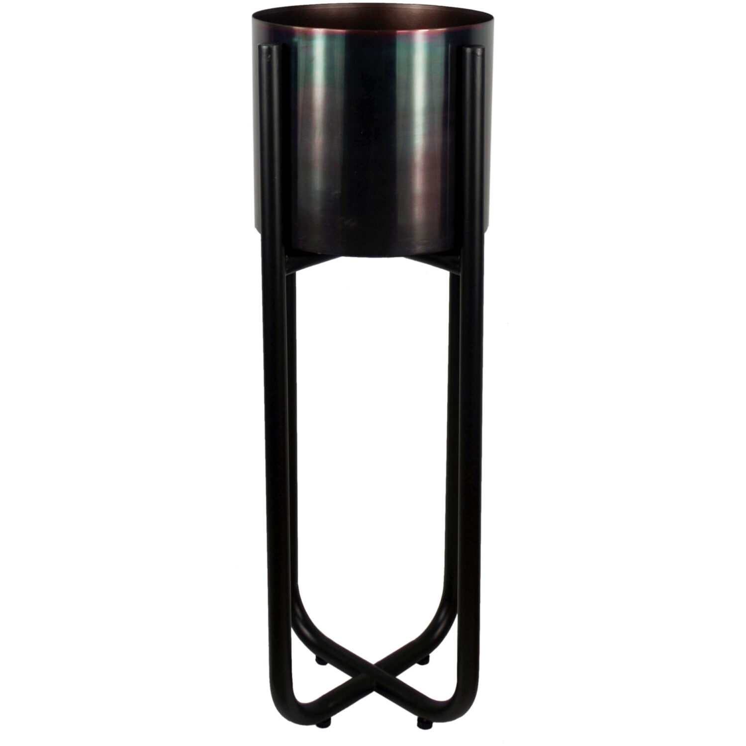 B&Q -  Tall Black Stand With Iridescent Rainbow Metal Planter 62Cm X 18Cm - Image 4