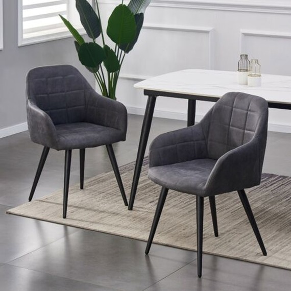 Faux Suede Leather Dining Chairs Adrian Set of 2