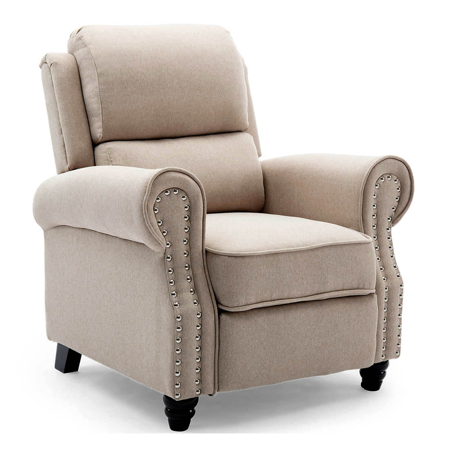 More4Homes - Duxford Fabric Pushback Recliner Armchair - Beige thumbnail