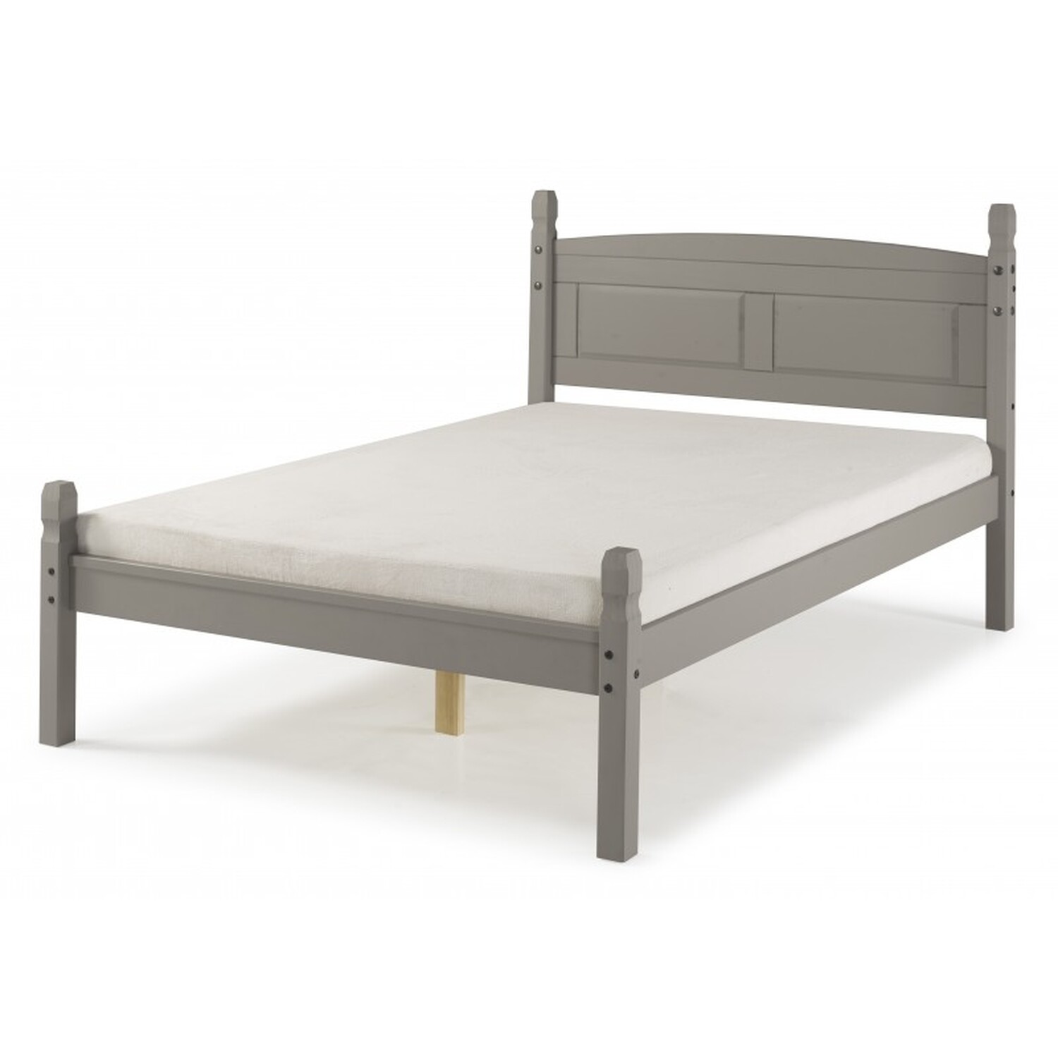 Corona Grey Wax Double 4 6 Low End Bed Frame Solid Wood Pine Wooden Painted - Distressed Grey Wax