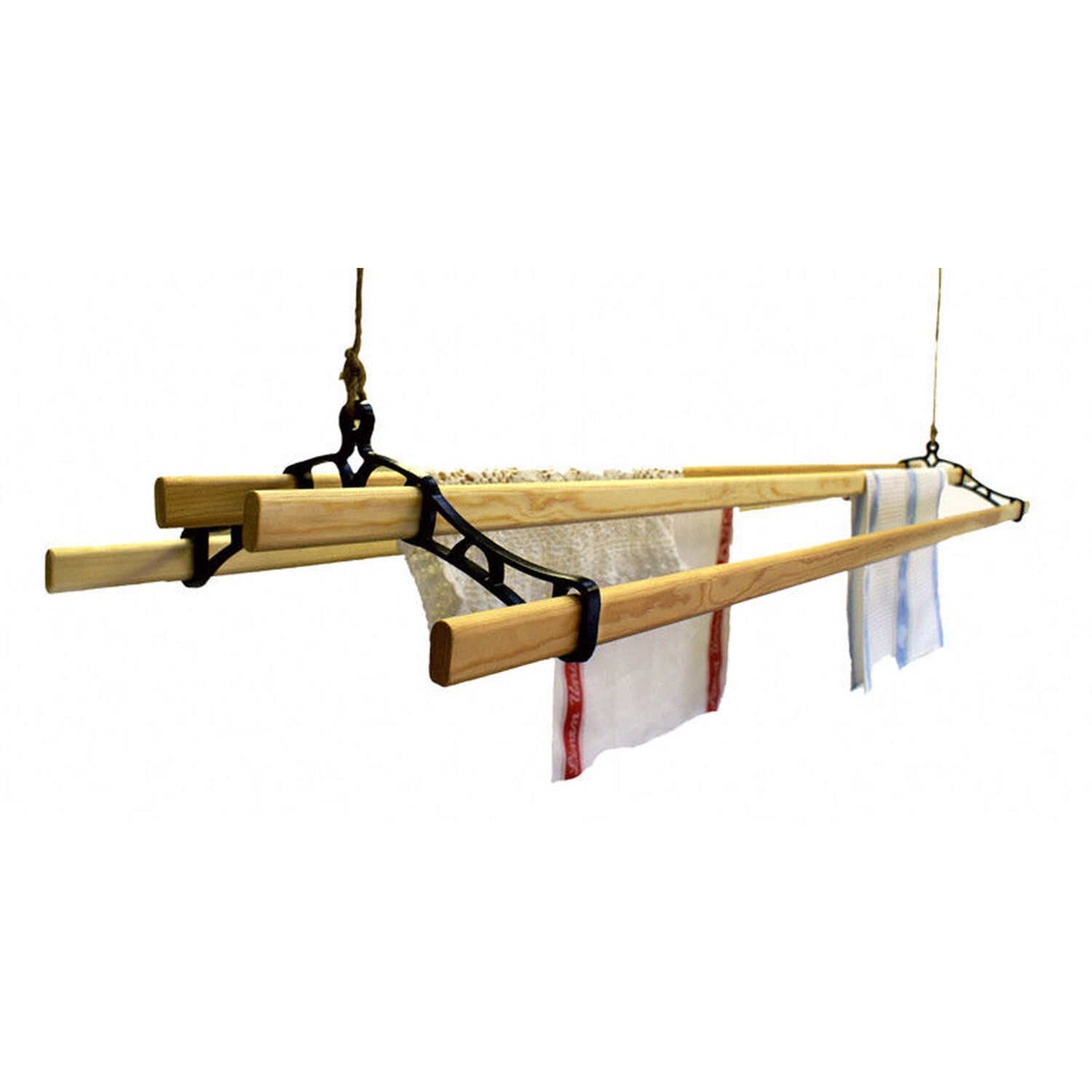 Image of 4 Lath Victorian Black Ceiling Airer 0.9m - Black