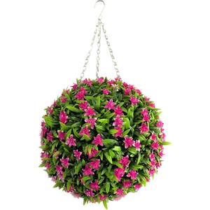 Best Artificial 38cm Pink Lily Hanging Basket Flower Topiary Ball