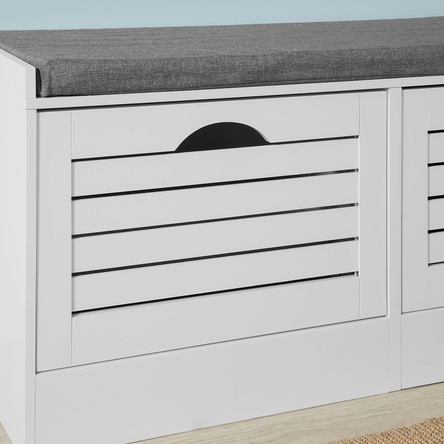 Hallway Shoe Bench With Flip-drawer - White