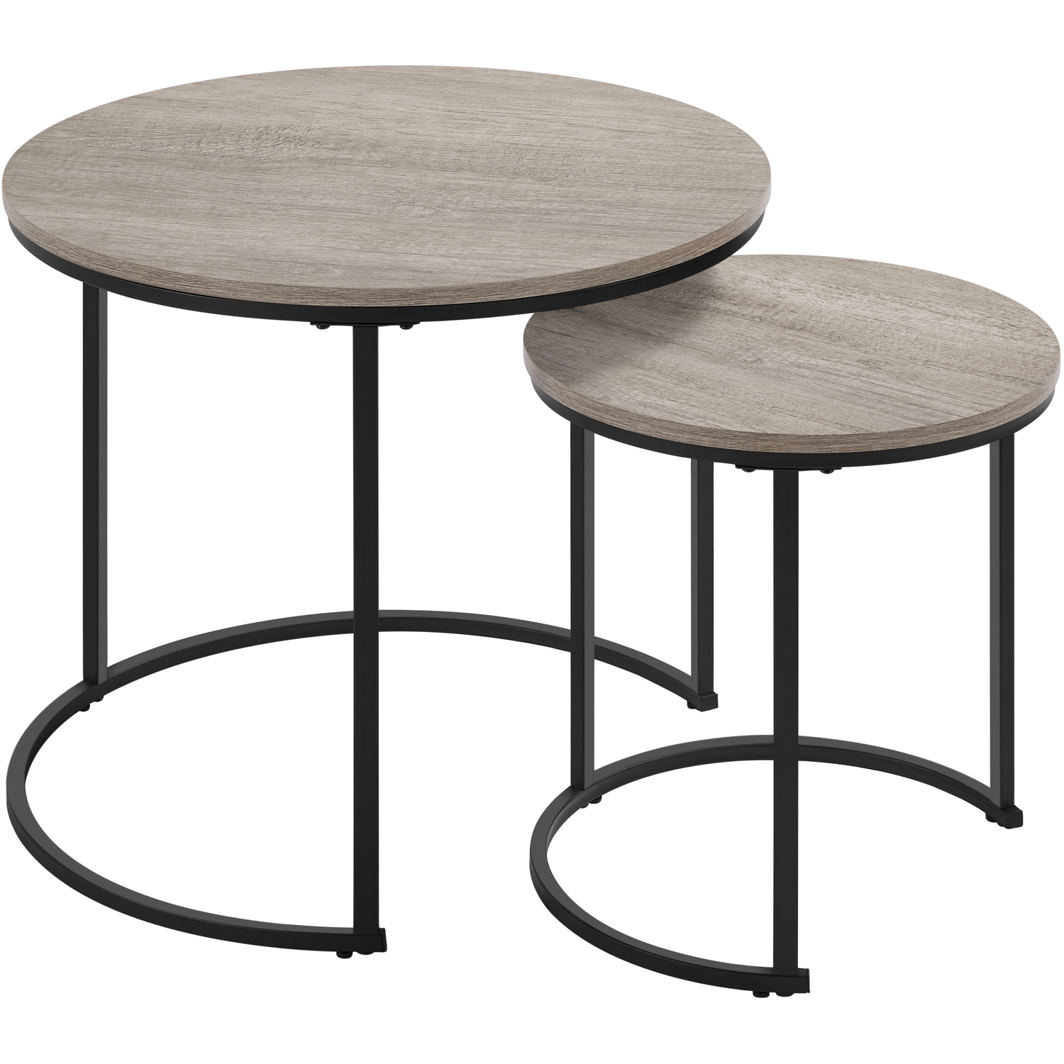 Yaheetech - Nesting Coffee Table Set with Round Wooden Tabletop - Grey thumbnail