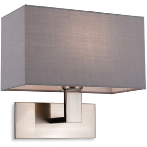 Raffles Wall Lamp Brushed Steel Rectangle Grey Shade