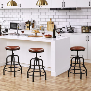 Vintage Faux Leather Bar Stool