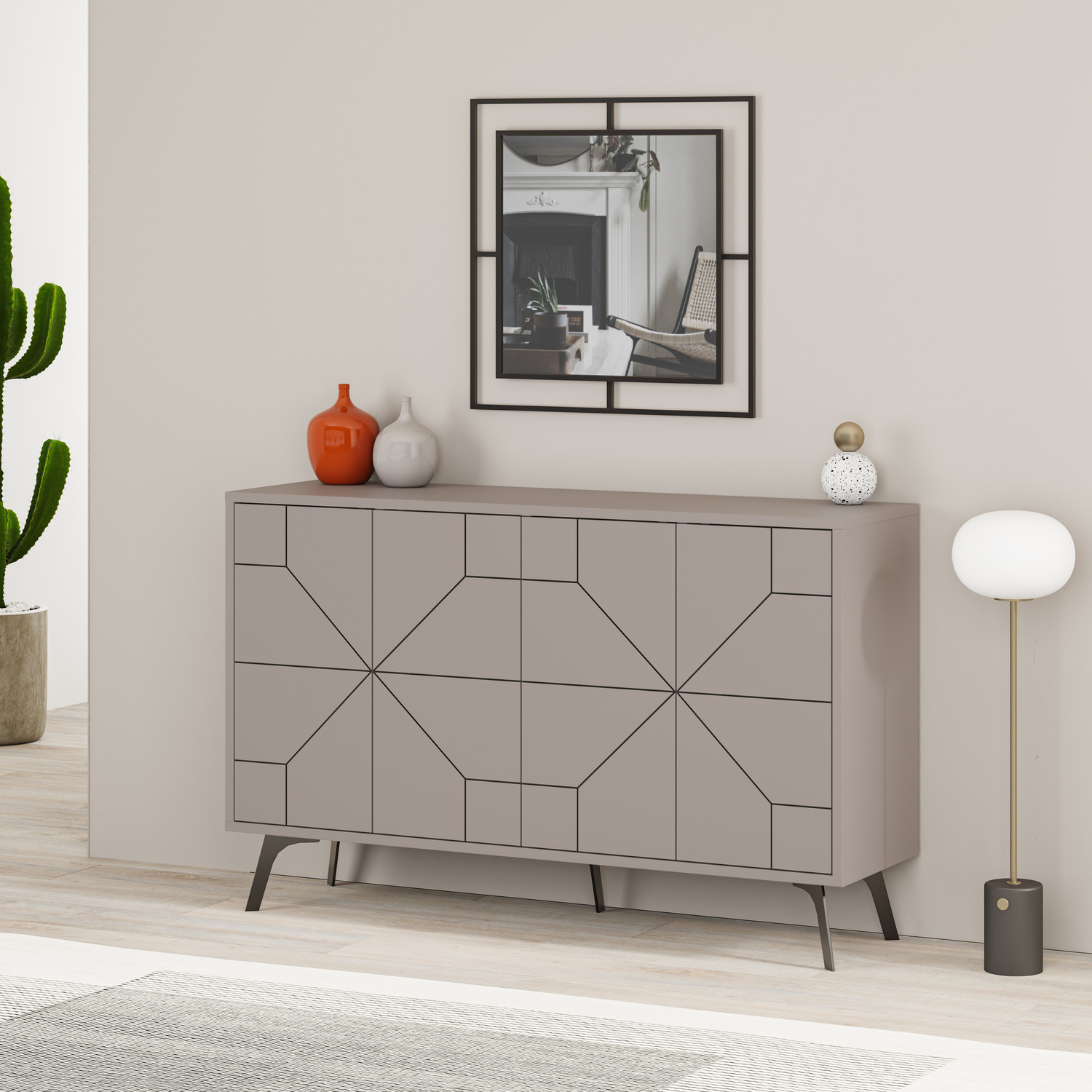 Decortie Dune Modern Four Door Sideboard - Mocha Grey