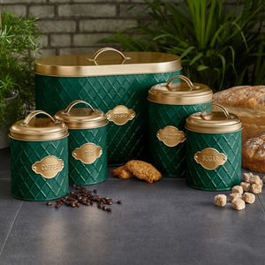 Green Neo Embossed 5 Piece Kitchen Canister Set shot 3846048