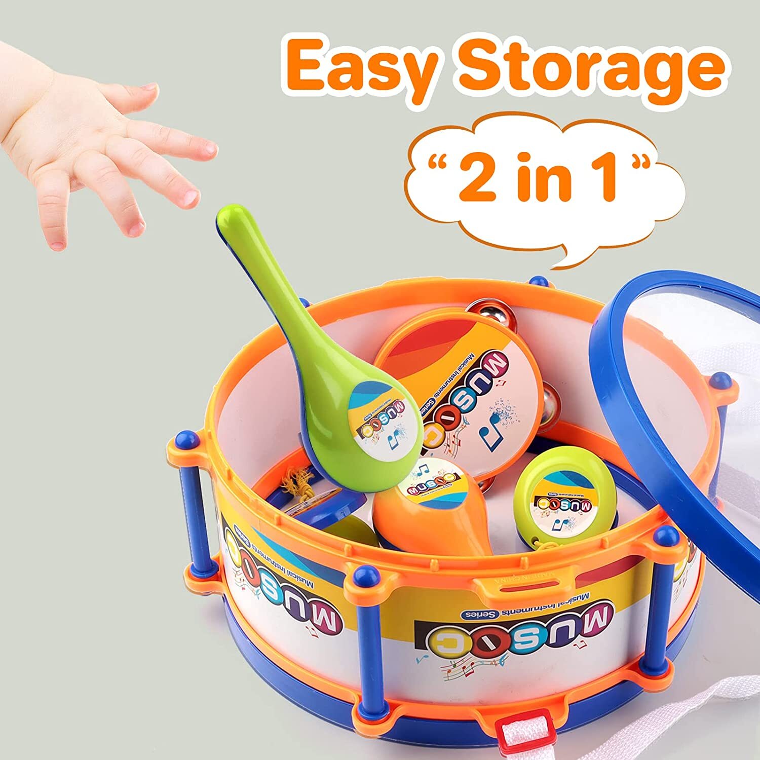 Twefex Kids Drum Set - 9 in 1 Baby Drum Set for Toddlers
