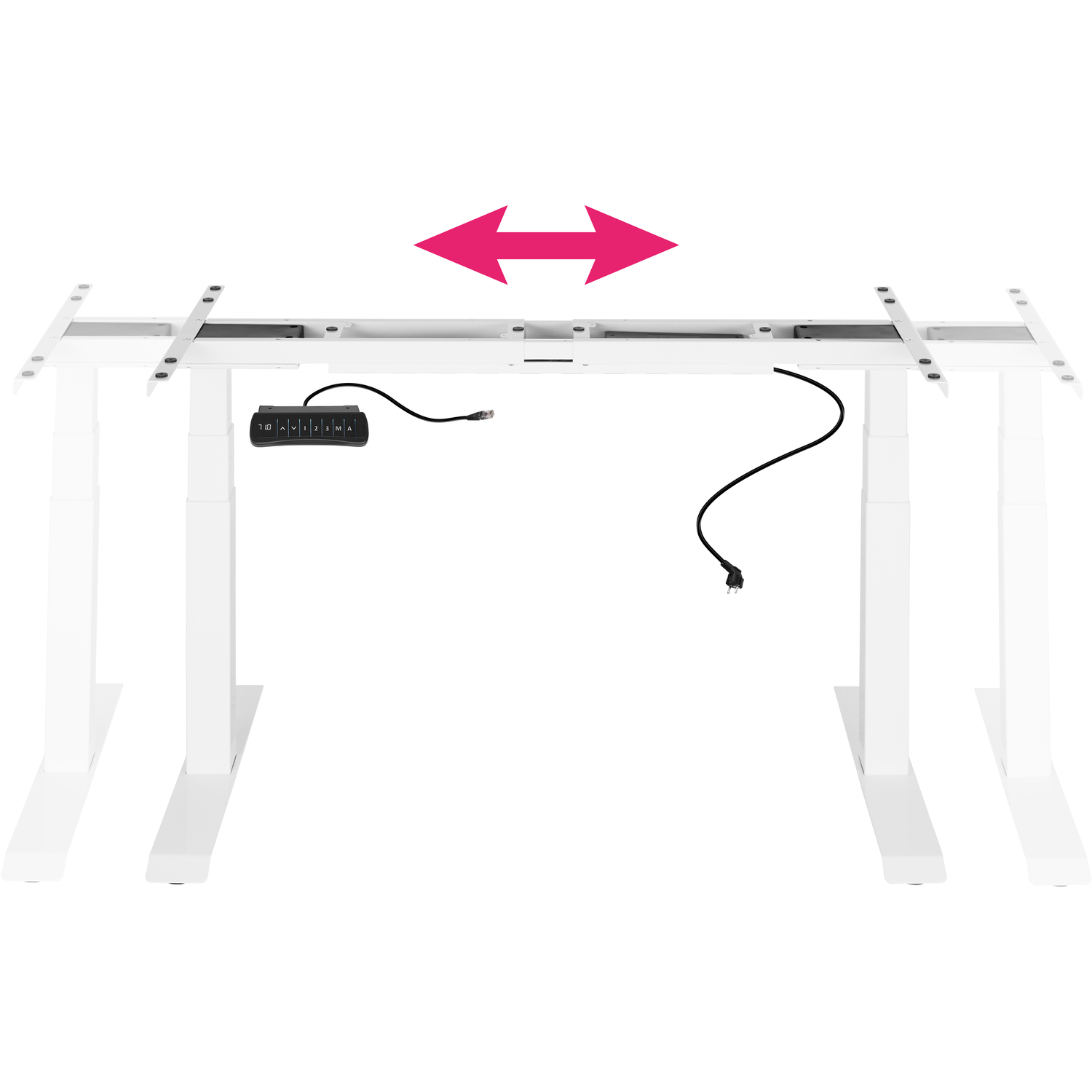 Motorised Standing Desk Frame With Memory Functions - White 190cm