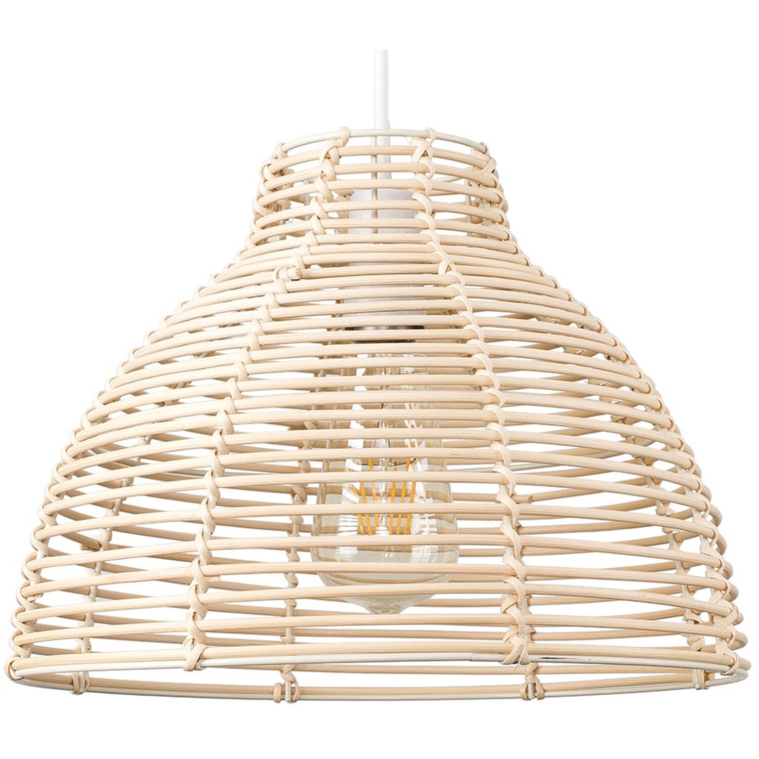 Lobster Pot Wicker Rattan Ceiling Pendant Light Shade - Cream
