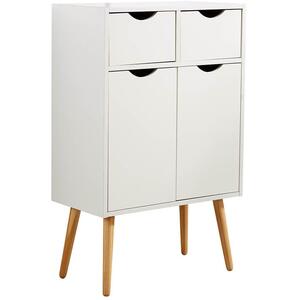 White Home Source Boden 2 Door Cupboard with 2 Drawers Storage Unit shot 4273589