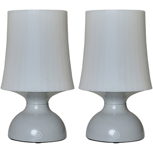 Pair of Colmar Grey Touch Table Lamp White Shade