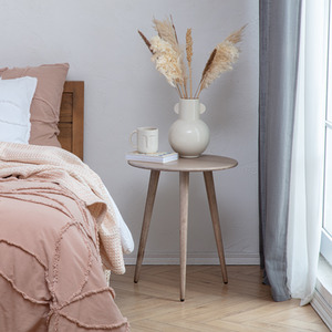 Greige Judy End Table Solid Wood Bedside Table for Living Room shot 4693888