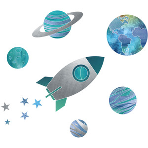Rocket, Planets and Stars Wall Sticker Pack