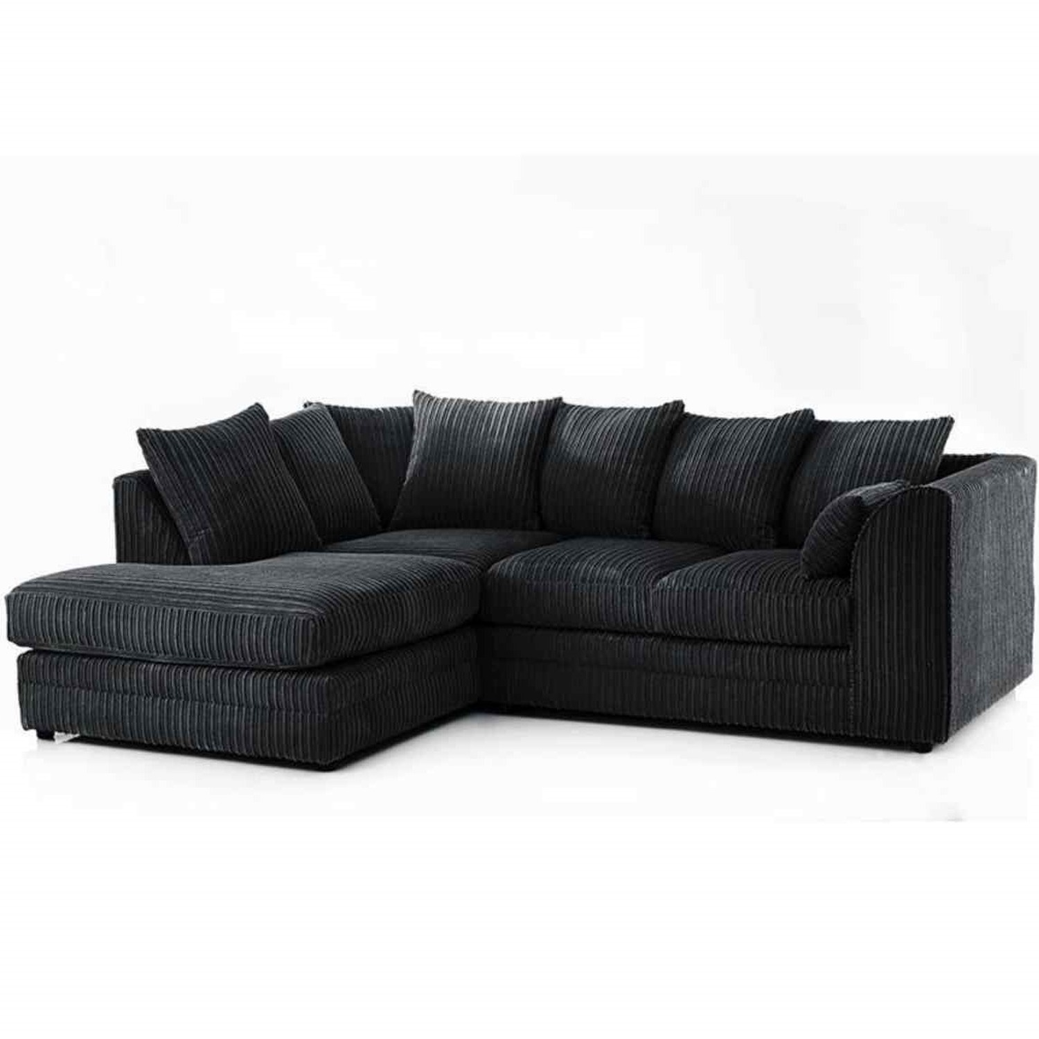 Dylo Jumbo Cord Corner Sofa - Black / Left-hand thumbnail