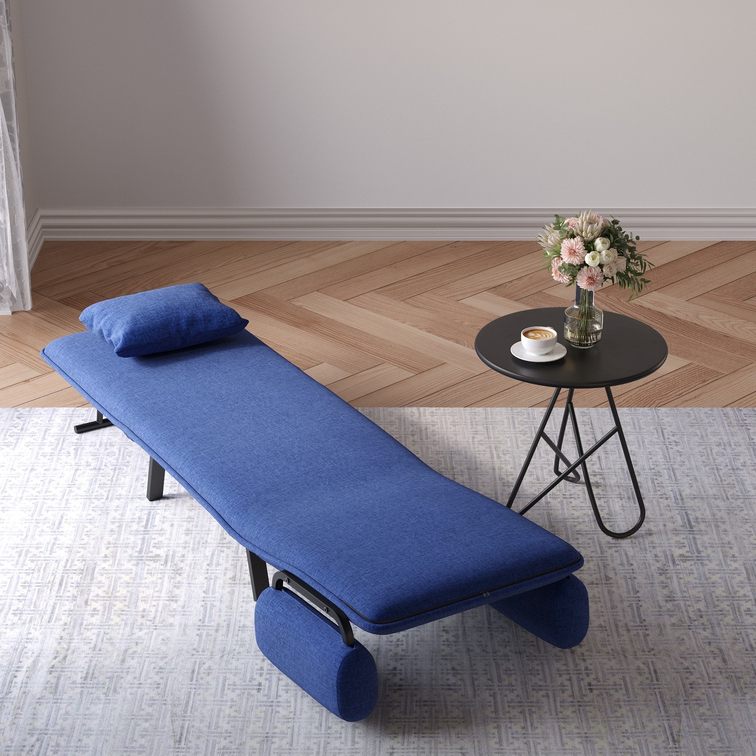 3-in-1 Lounge Chair Sofa Bed With Pillow - Blue