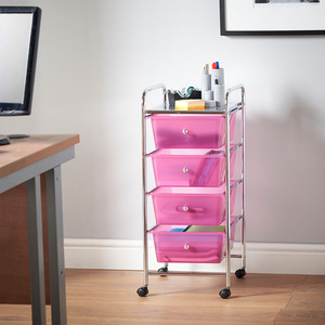 Plastic Storage Trolley with 4 Drawers