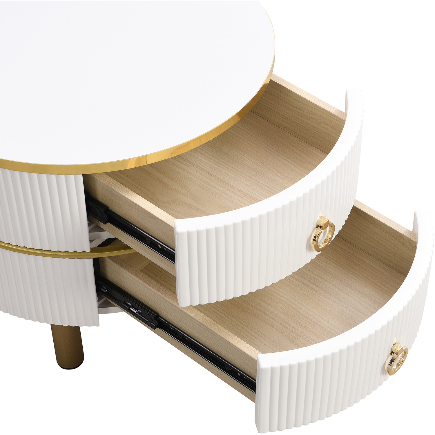 Set Of 2 Round Nest Coffee Table With Side Table - Brown