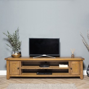 Rustic Oak Large Wide Screen Tv Unit