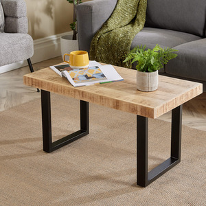 Natural / 85cm Home Source Cortez Mango Wood Rectangular Coffee Table shot 6078237