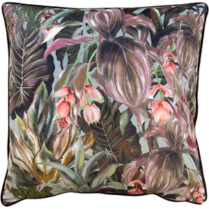 Mogori Wild Medinilla Piped Velvet Cushion