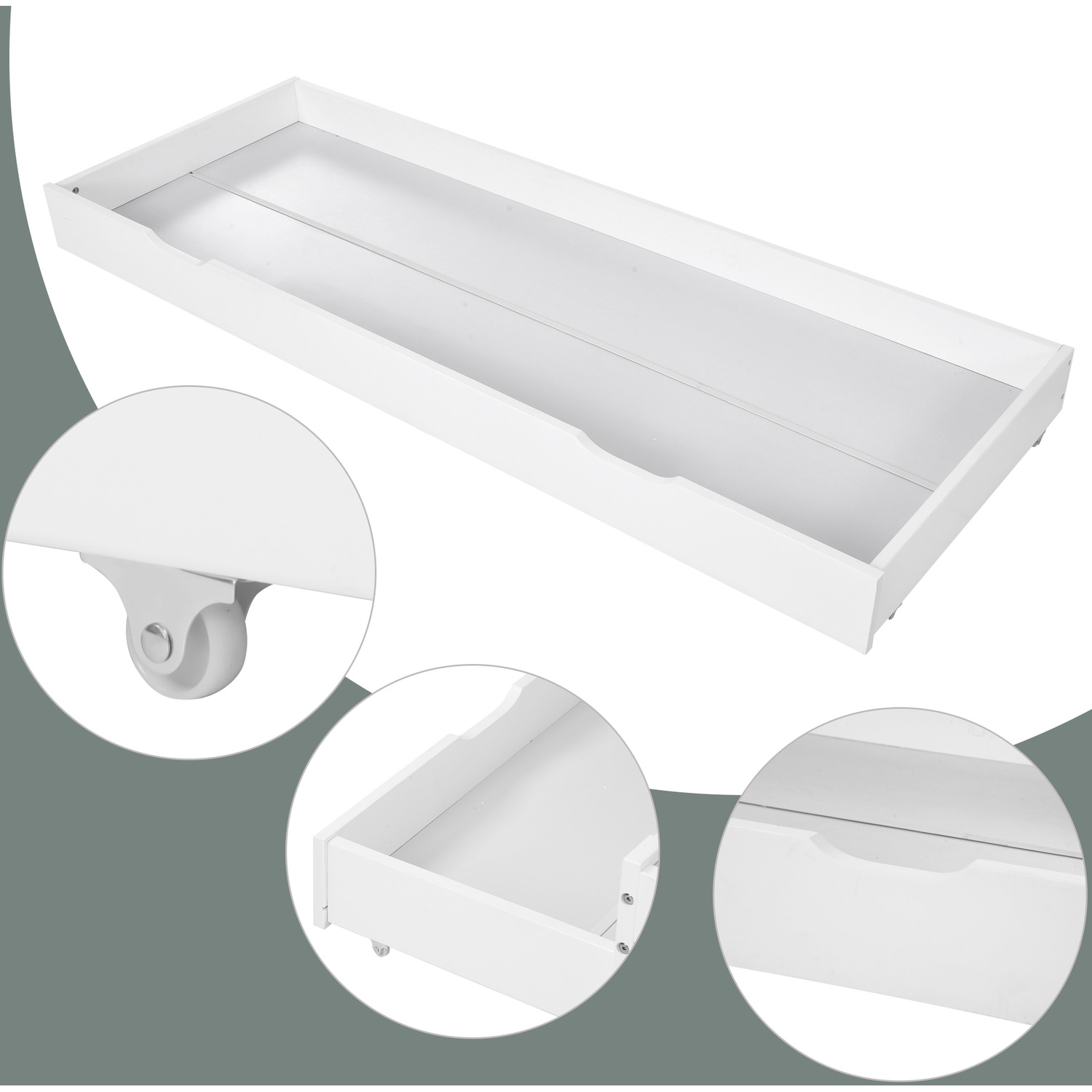 Daybed Trundle And Drawer Cabin Bed Single Guest Bed Sofa Bed - White