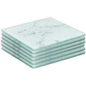 6x Square Glass Coasters - 10cm - Marble Effect