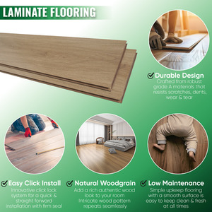 Light Grey Laminate Flooring Planks Floorboard Planks 6 Board Pack shot 7183640