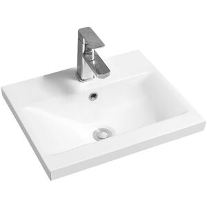 Ceramic 51cm Mid-Edge Inset Basin with Dipped Bowl