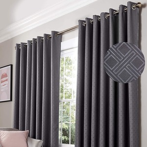 Charcoal / 137cm / 117cm Diamond Blackout Eyelet Curtains shot 7751814
