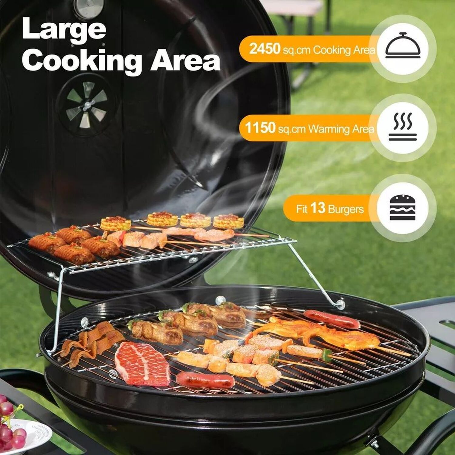 2 Layer Racks Outdoor Charcoal Grill Portable Barbecue